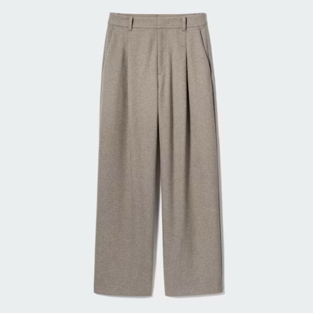 Uniqlo x Comptoir des Cotonniers Pleated Wide Trousers Brushed Jersey Neutral